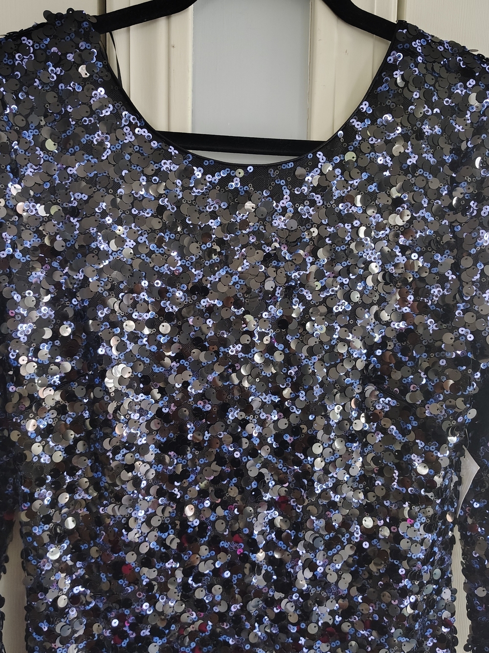 Dress The Population Sequin Dress in Navy - Elegant Long-Sleeve Dress XXL - Picture 3 of 15